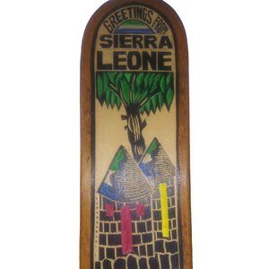 Sierra Leone Hand Carved Wooden "GREETING FROM SIERRA LEONE" Sign Plaque African